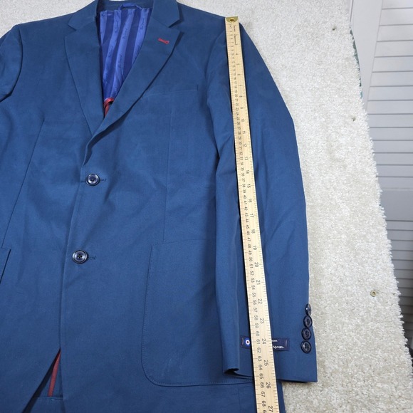 Ben Sherman Mens 40L Blue Fluke Blazer Cotton Spandex Suit Jacket Two Button NWT - Picture 5 of 15